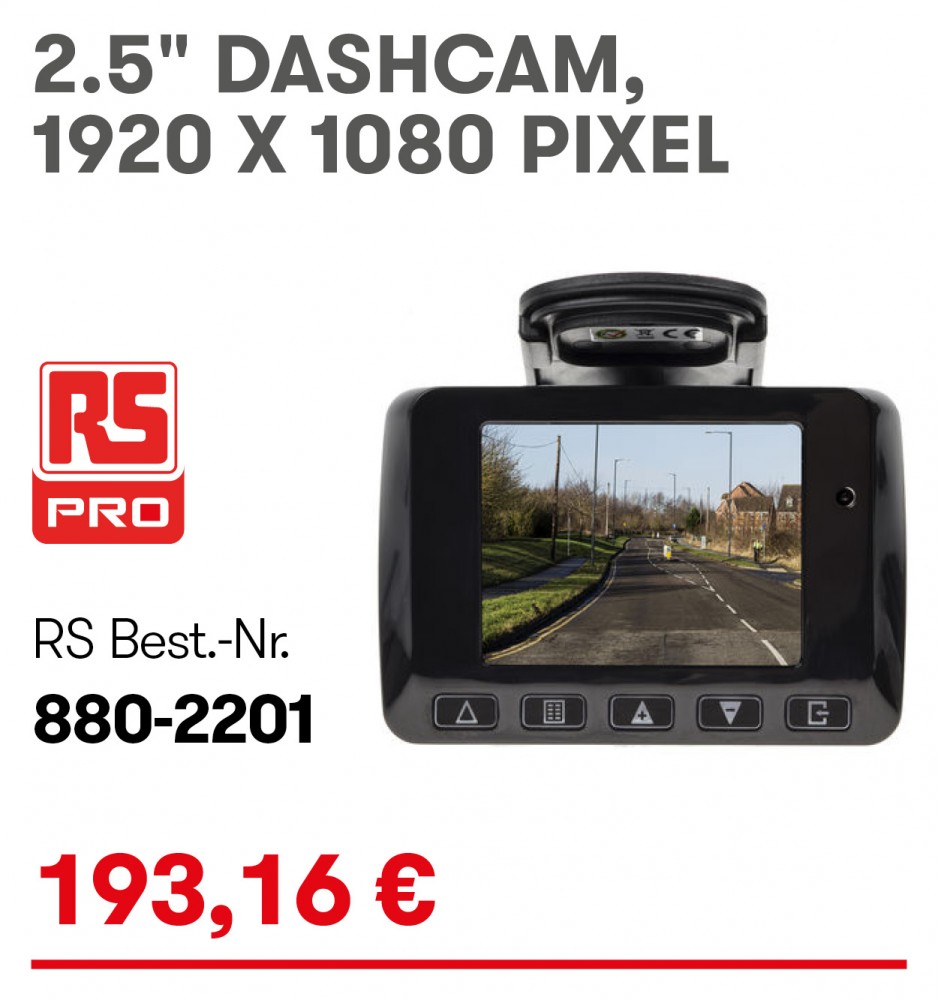 RS PRO 2.5 Dashcam, 1920 x 1080 Pixel
